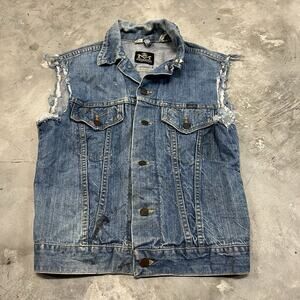 Vintage Maverick Blue Bell Denim Distressed Size 36 Women's 1960s Cut Sleeves